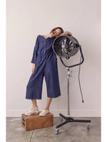 Load image into Gallery viewer, Denim Linen Blend Button-Down Jumpsuit
