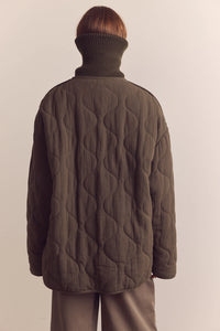 High Neck Rib Collar Cotton Quilt Jacket