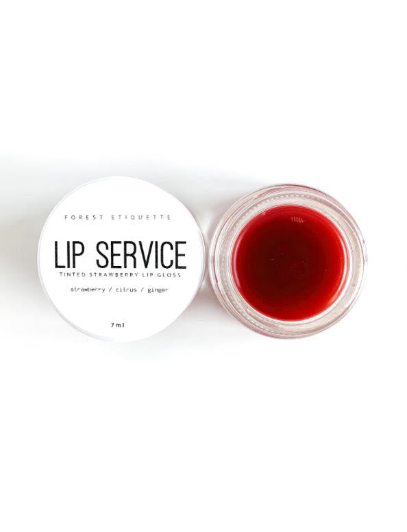 LIP SERVICE // naturally tinted strawberry + citrus lip gloss + balm