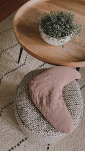 Fleur rose naturelle Linen Boomerang
